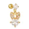 Golden rabbit stud earrings with white cubic zirconia and screw-back closure - Gold Pavé Zirconia Rabbit Style (EGD1143)