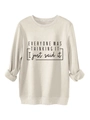 Détail du sweat-shirt beige avec slogan noir imprimé et finitions côtelées - S / Sable