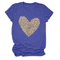 Close-up of leopard print heart graphic on a purple short-sleeved cotton T-shirt - S / Vintage Blue
