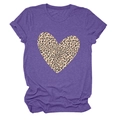 Detail shot of leopard print heart graphic on a purple short sleeve crewneck t-shirt - S / Purple