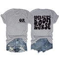 Detailansicht der Rückseite des grauen T-Shirts mit OPERATING ROOM NURSE Schriftzug - Hellgrau (Schwarzer Druck)
