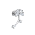 Silver flower stud piercing with clear crystals and curved stem for helix or lobe - Five-Petal Flower (CD00890) / Silver