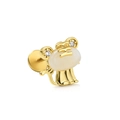 Golden tiger labret stud with white opal stone and sparkling zircon details - Zodiac Tiger Cat's Eye (CD00479) / Gold