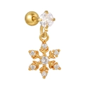 Golden snowflake dangle earrings with sparkling zirconia stones in minimalist style - Gold Pavé White Zirconia Snowflake Style (EGD1142)