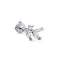 Leaf-shaped zircon cartilage stud in silver-tone stainless steel with flat back - Leaf and Branch Design Style (CD01070 White Gold)