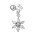 Silver stainless steel cartilage earring with sparkling zircon snowflake pendant - Silver White Zirconia Six-Petal Flower Style (EGD1144)
