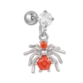 Orange gemstone spider cartilage piercing stud made of silver stainless steel - Silver Red Zirconia Spider Style (EGD1119)