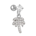 Silver palm tree cartilage earring with micro-pave cubic zirconia crystals - Palm Tree Style (EGD1180) / Silver