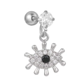 Silver devil eye stud earring with white cubic zirconia and black gemstone pendant - Silver Black White Zirconia Evil Eye Style (EGD1145)