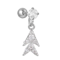 Silver stainless steel industrial helix earring with zircon chevron pendant dangles - Silver Pavé White Zirconia Chevron Style (EGD1146)
