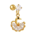 Orecchino a perno a cigno dorato con zirconi e chiusura a vite sferica posteriore - Stile Cigno (EGD1181) / Oro