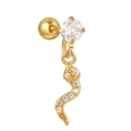 Orecchino a serpente dorato con zirconi e chiusura a vite sicura per cartilagine - Stile Serpente (EGD1184) / Oro