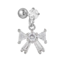 Elegante zilveren strik oorsteker met fonkelende marquise geslepen zirkonia hanger - Strik Stijl / Zilver