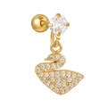 Elegant gold swan pendant earrings with sparkling cubic zirconia and ball back studs - Swan Design (EGD1192) / Gold