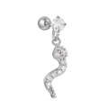 Orecchino a serpente in argento con zirconi cubici scintillanti per cartilagine - Stile Serpente (EGD1184) / Argento