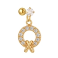 Gouden helix piercing met fonkelende zirkonia hanger en een veilige schroefsluiting - Kruis Ring Stijl / Goud