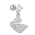 Silver swan pendant earring with sparkling pave-set cubic zirconia crystals - Swan Design (EGD1192) / Silver