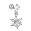 Pendiente de acero inoxidable con colgante de copo de nieve con circonitas cúbicas - Estilo copo de nieve plateado (EGD1103 Plateado)