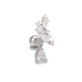 Detail of silver cartilage stud with cluster zircon leaf design and screw back closure - Cluster Water Drop Style-Silver (EGD0817)