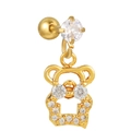 Piercing dorado con colgante de oso hueco incrustado de piedras de circonita brillante - Oso hueco dorado (EGD1106 Dorado)