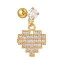 Gouden schroefoorbel met gepixelde hartvormige hanger en micro-pave zirkonia - Pixel Hart Stijl / Goud