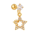 Pendiente de estrella dorada con colgante de estrella hueca y circonitas blancas - Estrella hueca dorada (EGD1102 Dorado)