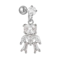 Orecchino a perno a forma di orso in argento con micro-pavé di zirconi cubici - Stile Orso (EGD1183) / Argento