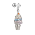 Orecchino a bilanciere argento con ciondolo a cono gelato pavé di zirconi colorati - Stile Gelato (EGD1185) / Argento