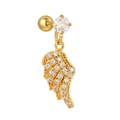Pendiente de ala dorada con circonitas brillantes y poste de acero inoxidable - Estilo ala dorada (EGD1107 Dorado)