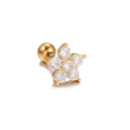 Einzelner goldener Blumen-Knorpelohrring aus Edelstahl mit glänzenden Zirkon-Blüten - Gold (EGD0799)