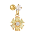 Elegante gouden kraakbeenoorbel met gele edelstenen en witte zirkonia steentjes - Geel Bloemenstijl / Goud