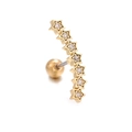 Clou d'oreille doré avec sept étoiles serties de zircons et fermoir à vis à bille - Style Courbe à Sept Étoiles (EGD0895) / Or