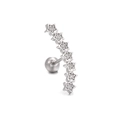 Clous d'oreilles étoiles courbés en argent avec zircons micro-paves et fermoir à vis - Style Courbe à Sept Étoiles (EGD0895) / Argent