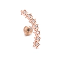 Clou d'oreille courbé sept étoiles or rose avec oxydes de zirconium et fermoir à vis - Style Courbe à Sept Étoiles (EGD0895) / Or rose