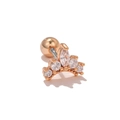 Boucle d'oreille couronne en or rose avec zircons sertis et fermoir à bille vissée - Style Couronne (EGD0269) / Or rose