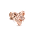Orecchino a cuore oro rosa con micro-pavé di zirconi e chiusura a vite - Stile Nodo Intrecciato (EGD1024) / Oro rosa