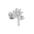 Orecchino a fiore con zirconi e chiusura a vite in finitura argento lucido - Stile Floreale (EGD0961) / Argento