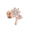 Orecchino a perno per cartilagine a forma di fiore oro rosa con zirconi e chiusura a vite - Stile Floreale (EGD0961) / Oro rosa