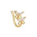 Anello da naso dorato senza foro con fiori in zircone e clip a forma di U - Stile Floreale in Zircone Marquise (EGJ0091) / Oro