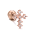 Orecchino a croce in oro rosa con micro zirconi e chiusura posteriore a sfera - Stile Croce (EGD0907) / Oro rosa