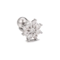 Silver flower stud earring with clear zircon and secure screw-back ball closure - Flower Style (EGD0893) / Silver