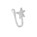 Silver star-shaped non-pierced nose clip with sparkling cubic zirconia inlay - Pave Star Style / Silver (EGJ0094)