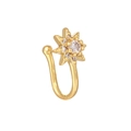 Clip per naso a stella dorata con zircone centrale e accenti lucidi per non forati - Stile Stella a Otto Punte Brillante (EGJ0092) / Oro