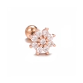 Rose gold flower cartilage stud earring with cubic zirconia and screw ball back - Flower Style (EGD0893) / Rose Gold