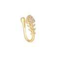 Clip per naso a forma di lisca di pesce dorata senza buco con zirconi e design a U - Stile Lisca di Pesce Creativo (EGJ0083) / Oro