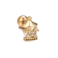 Gold carousel earring with sparkling cubic zirconia stones and secure ball screw back - Carousel Style (EGD0773) / Gold