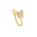Golden butterfly nose cuff with micro-pave zircons for non-pierced U-shaped jewelry - Gold (EGJ0102)
