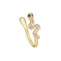 Polsino nasale a serpente dorato senza foro con zirconi e occhi in pietre nere preziose - Stile Serpente Sexy (EGJ0084) / Oro