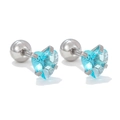 Orecchini a perno minimalisti con zircone blu a cuore e chiusura a vite di sicurezza - 3mm