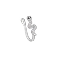 Clip per naso a serpente argento senza foro con zirconi bianchi e occhi in pietra nera - Stile Serpente Sexy (EGJ0084) / Argento